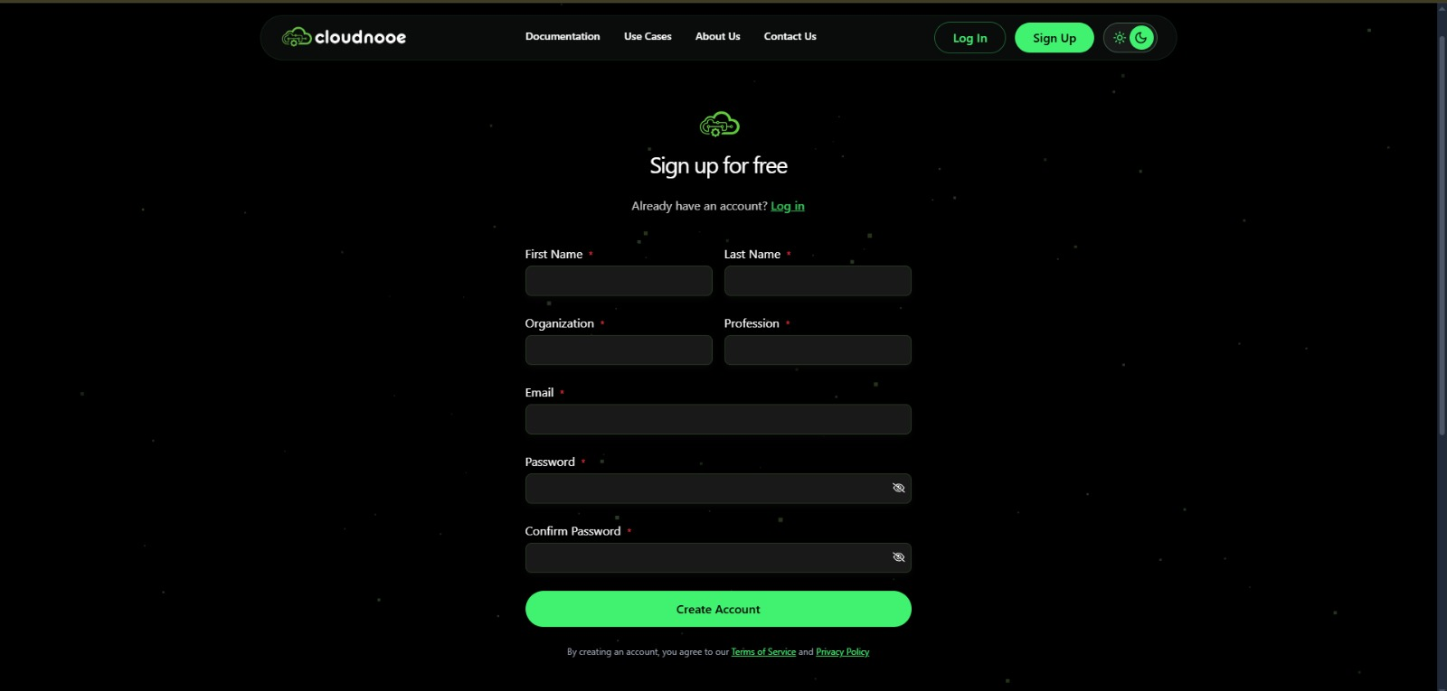 CloudNOOE Sign-Up Form